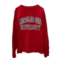 Champion 長袖 プリントTシャツ XL レッド チャンピオン プルオーバー ビックサイズ ビックプリント 古着卸 アメリカ仕入 a706-5859