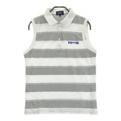 サイズ：2 PEARLY GATES パーリーゲイツ  ノースリーブ ポロシャツ ボーダー柄 グレー系 [240101286185]# ゴルフウェア レディース ストスト
