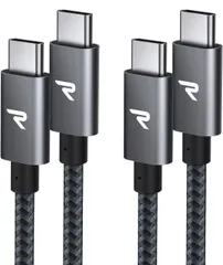【2本セット】RAMPOW USB C ケーブル【1m+1m/グレー PD対応 60W急速充電】USB-C & USB-C ケーブル データ転送