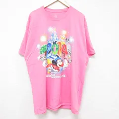 XL/古着 ヘインズ 半袖 Tシャツ メンズ ディズニー ミッキー 大きいサイズ コットン クルーネック ピンク 25jun13 中古
