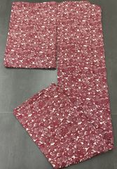 【美品】小紋 着物 赤茶系 鮮やかな花柄