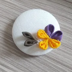 つまみ細工　くるみボタン　ヘアゴム　2色フラワー