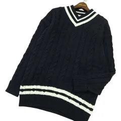 GREEN LABEL RELAXING ユナイテッドアローズ ウール混★ ケーブル編み チルデン ニット セーター Sz.M　メンズ ネイビー