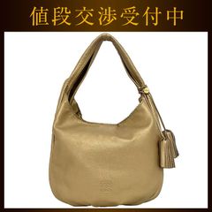 ロエベ ワンショルダー バッグ ゴールド アナグラム 美品 タッセル ナッパ