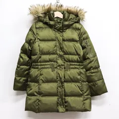 ギャップ ダウンジャケット ロングコート ファー付き アウター キッズ 女の子用 Sサイズ カーキ GAP 【中古】
