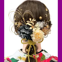 【在庫処分】ヘアアクセサリー 入学式 ヘッドドレス 振袖 ゴールド 卒業式 金箔 着物 和装 袴 小花モチーフ 水引き 浴衣 ドライフラワー ブライダル 造花 ウエディング 髪飾り【9色展開】七五三 発表会 成人式 LQ1050 [JZOON]