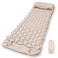 エアーマット キャンプ【2025NEWモデル･.25秒膨らむ･10CM厚さ】 足踏み式 R値4.0 厚手 枕付き 車中泊 防災 超軽量 コンパクト 防水 寝袋 持ち運び便利 簡単収納 災害マット 登山 キャンプ用品 テント 収納袋付き