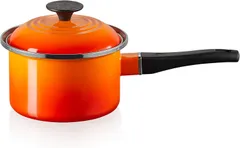新品未使用　ルクルーゼ　LE CREUSET　 オレンジ片手鍋 美品ルクルーゼLECREUSETソースパン18cmオレンジ 鋳物ホーロー