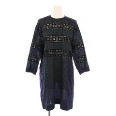 サカイラック sacai luck ワンピース ひざ丈 七分袖 クルーネック ハート柄 刺繍 切替 インナーキャミソール付き 1 紺 ネイビー 緑 グリーン 黒 ブラック /BB ■GY41のサムネイル