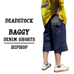 00's Deadstock PATSODO JEANS バギー ショートパンツ ワーク 刺繍 ヒップホップパンツ ショーツ ネイビー サイズ：W31 デッドストック