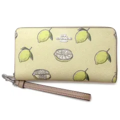 【新品 未使用】コーチ 財布 COACH アウトレット レモン プリント ロング ジップ アラウンド ウォレット フルーツ柄 長財布 CAO91 SVXUC
