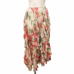 ドルチェ&ガッバーナ ドルガバ DOLCE&GABBANA ロングスカート フレア ウエストゴム シルク 花柄 フラワー マルチカラー 36 約S 0613 ■GY19 レディースのサムネイル