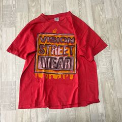 VISION STREET WEAR　ヴィジョンストリートウェア　ファイヤーパターン　ロゴTシャツ　90s　USA