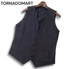 TORNADOMART トルネードマート 春夏  麻 リネン混★ ベスト ジレ Sz.M メンズ 紺 ネイビーのサムネイル