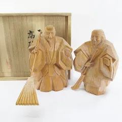 1490 希少　志野焼　信令作　高砂人形　壹対　美品　美術品 1490 希少 志野焼 信令作 高砂人形 壹対 美品 美術品