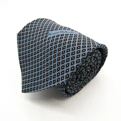 ヴァレンティノ ブランド ネクタイ ロゴ チェック柄 格子柄 小紋柄 シルク PO メンズ ブルー VALENTINO 【中古】