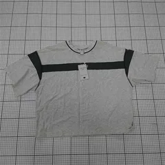 ◇ ⊂ 未使用 NICOLE CLUB バイカラー ライン 半袖 Tシャツ カットソー サイズFREE ライトグレー系 レディース E  【1509300010164】