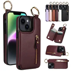 iPhone 13 mini ケース 背面 PUレザー 高級感 カード入れ スタンド機能 リング 落下防止 耐衝撃 便利 マグネット 手触り良い アイフォン 13 ミニ スマホカバー
