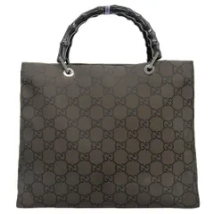 【本物保証】 グッチ GUCCI バンブートートバッグ 002 1010 3754 ハンドバッグ ナイロン ダークブラウン インターロッキングG GG ロゴ