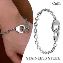 ステンレスブレスレット 手錠 ユニセックス ステンレス アクセサリー ブレスレット 金属アレルギー対応 ハンドカフチェーン