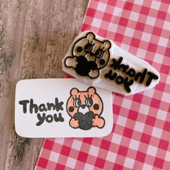 くま Thank you お礼 消しゴムはんこ