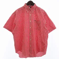 トミーヒルフィガー TOMMY HILFIGER ギンガムチェック ボタンダウンシャツ 半袖 赤 白 レッド ホワイト XL ■ECT