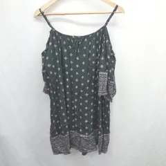 ◇ ⊂ AMERICAN EAGLE OUTFITTERS 花柄 肩あき 半袖 ミニ丈 ワンピース サイズM ブラック レディース E  【1506180006355】