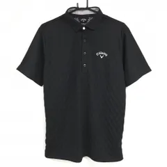 【超美品】キャロウェイ 半袖ポロシャツ 黒 前身頃凹凸生地 ロゴ白  メンズ LL ゴルフウェア Callaway