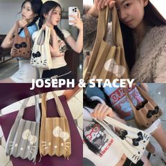 新品 韓国 [JOSEPH & STACEY] Lucky Pleats Knit S Hello Kitty プリーツニットバッグ レディース ハンドバッグ MINI バッグ 【4色選択可能】