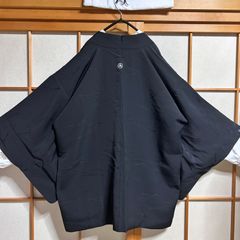 羽織のみ｜黒地 竹模様地紋入り 一つ紋付き 正絹 メンズ羽織 着物　和風 和モダン 和モード 和洋折衷 和洋ミックスコーデ ビッグシルエット カジュアル 上着 インナー別売り