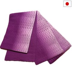 半幅帯（網目柄：パープル系）日本製 ロング 長尺 リバーシブル 細帯 浴衣 着物 小紋 レディース 女性 和装 和服