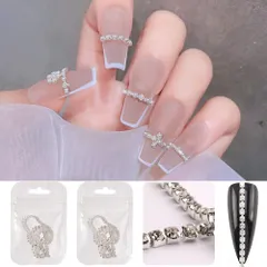 【在庫セール】DIY素材 ネイルアート 工芸品 ファッション アクセサリー シルバー オーナメント 細い 裁断可能 ネイルデザイン ラインストーンチェーン チェーン本 2個 25cm ネイルパーツ (ラインストーン) LIKENNY