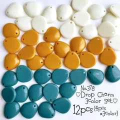 ♡no.378アクリルチャーム3色セット♡秋カボションレトロヴィンテージ 白黄青