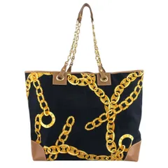 ★CELINE セリーヌ   トートバッグ ブラック ブラゾン キャンバス レザー チェーン vskgie