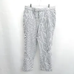 ◇ ⊂ UNITED ARROWS ユナイテッドアローズ ストライプ柄 テーパードパンツ サイズL ホワイト ブルー レディース E  【1502180058288】