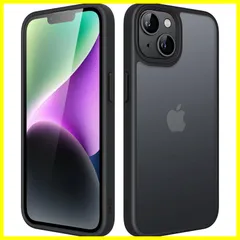 【在庫処分】JEDirect マットケース iPhone 14 6.1インチ用 耐衝撃性ミリタリーグレードの落下防止 つや消しの半透明の背面電話カバー 指紋防止 (ブラック)
