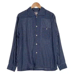 60's~ Jayson ジェイソン イタリアンカラー チェックシャツ コットン ボックス ブルー USA製 薄手 Size Lのサムネイル