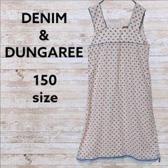 『デニムダンガリー』 DENIM & DUNGAREE ワンピース (150) 膝丈 大人可愛い ドット 刺繍 綿混
