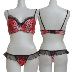 【新品】 ヒョウ柄ブラジャー＆Tバックショーツセット （JS30328） セクシー ランジェリー レオパード ブラ ブラショーツ ブラセット Tバック
