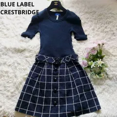 BLUE LABEL クレストブリッジ ネイビー 半袖ワンピース　ドッキング