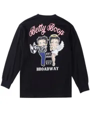 BETTY BOOP 長袖Tシャツ 大きいサイズ メンズ プリント ロンT ガール キャラ かわいい C060829-03 ブラック