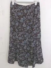 ◇ le.coeur blanc 花柄 ジップアップ ロング マーメイド スカート サイズ 36 ブラウン ホワイト ブルー レディース  【中古】 【1203180005837】