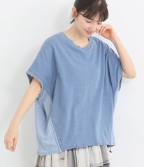 新品　LUPILIEN/ルピリアン　インディゴ天竺ドレーププルオーバー(A・ブルーデニム)　Fサイズ　ゆったり　ブルー　デニム　大き目　Tシャツ　半袖