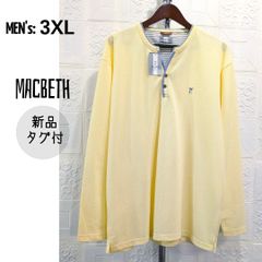 メンズ3XL■新品タグ付■綿混  鹿の子 長袖トップス■MACBETH マクベス■フレンチブルドック■大きいサイズ・ライト イエロー