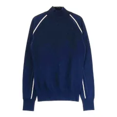 サイズ：XS J.LINDEBERG ジェイリンドバーグ  ウール ハイネック ニットセーター 袖ロゴ  ネイビー系 [240101372800] ゴルフウェア レディース ストスト