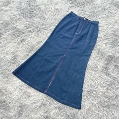 ■【Excellent Condition】All Japan Women's and Children's Clothing Manufacturers Association Denim Mermaid Skirt with Front Slit (W67) Casual Girly Women's Blue 【Free Shipping】