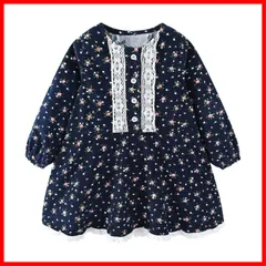 [LSMUDKINGDOM] ワンピース キッズ 長袖 花柄 フレア おしゃれ 子供服 女の子 春秋