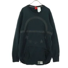 NIKE ナイキ フロントプリント スウッシュ 長袖 トレーナー M ブラック スウェット メンズ 古着