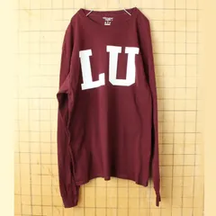 90s 00s USA champion チャンピオン LU プリント 長袖 Tシャツ ロンT ボルドー レッド メンズL アメリカ古着　080923aw88