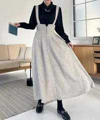 ツイードタッチハイウエストフロントジップジャンスカ   2WAYジャンパースカート